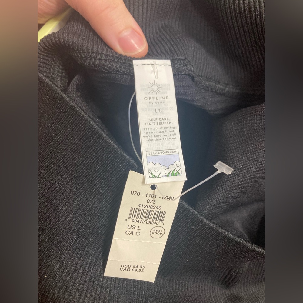 NWT women offline by aerie hi-rise seamless 7/8 legging leggings ribbed black l - Picture 13 of 16